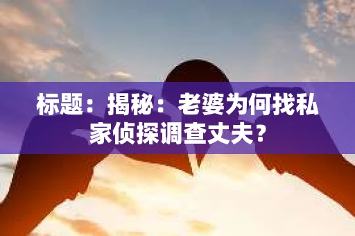 标题：揭秘：老婆为何找私家侦探调查丈夫？