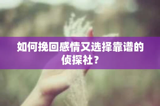 如何挽回感情又选择靠谱的侦探社？